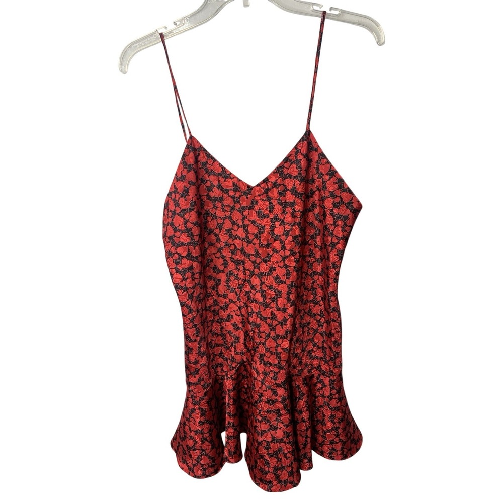 Vintage Y2K Victorias Secret Gold Label Red Black valentines Heart‎ Chemise Sz M